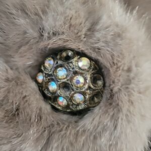 Vintage coat 3/4 sleeve wool coat with mink collar